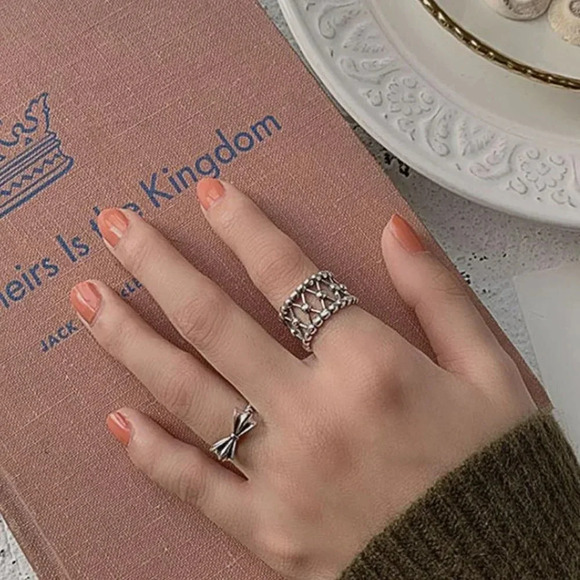 Minimalist 925 Sterling Silver Bead Ring Dainty Wide Silver Adjustable Ring - Picture 3 of 7